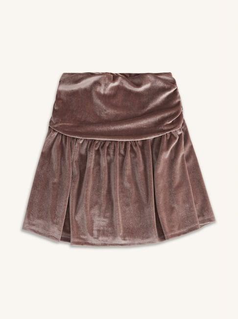 pantaloons junior dusty pink cotton regular fit skirt
