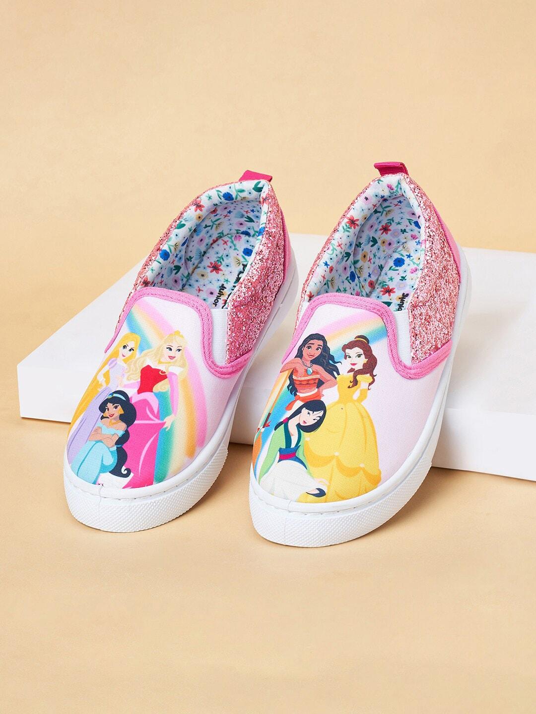 pantaloons junior girls disney princess printed slip-on sneakers