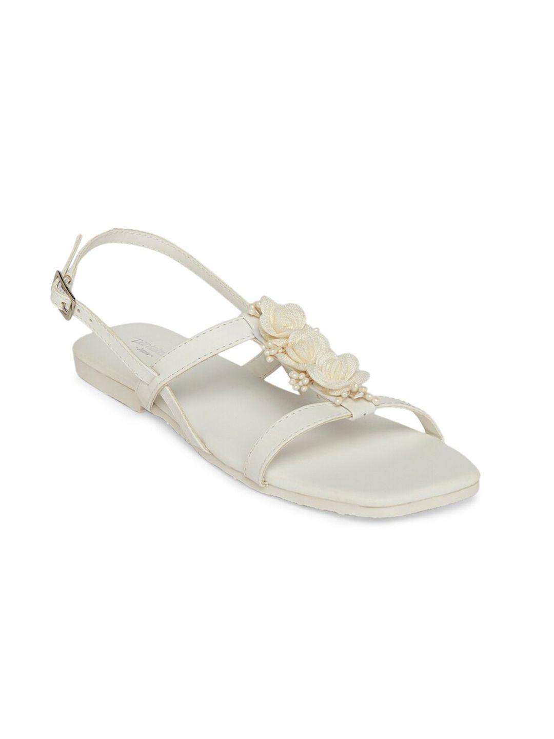 pantaloons junior girls white embellished open toe flats