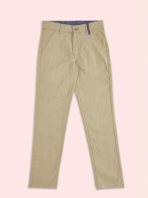 pantaloons junior khaki cotton regular fit trousers
