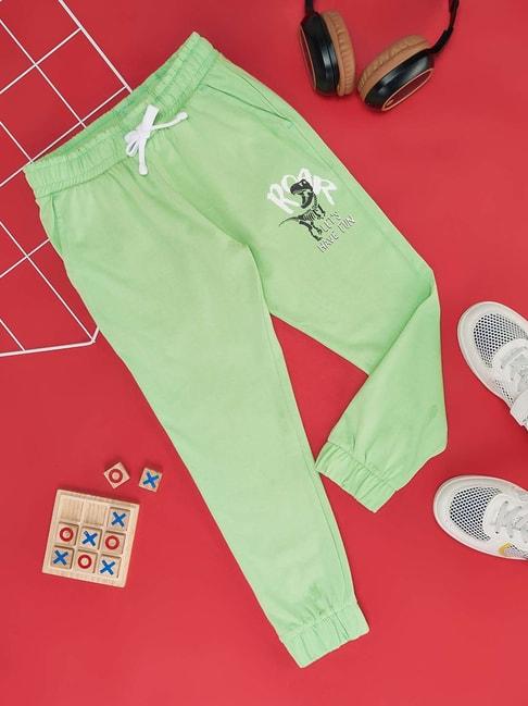pantaloons junior kids arcadian green cotton printed joggers