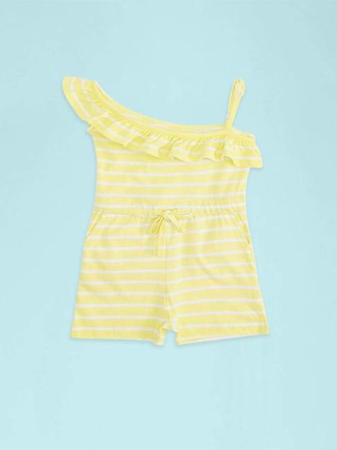 pantaloons-junior-kids-yellow-cotton-striped-romper