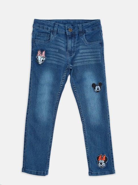 pantaloons junior light blue embroidered jeans