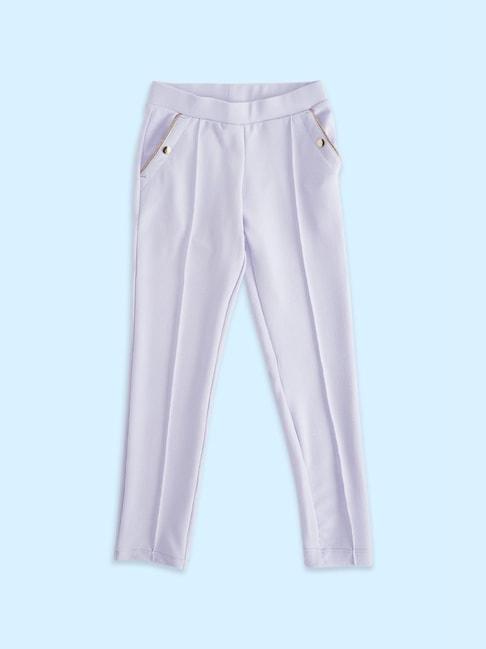 pantaloons junior lilac cotton regular fit jeggings