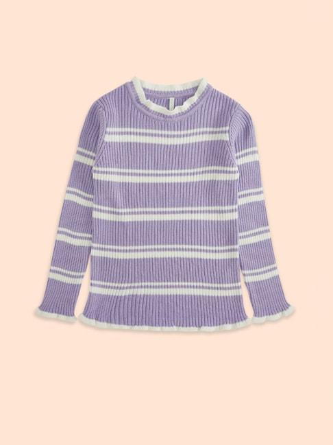 pantaloons junior lilac striped full sleeves sweater