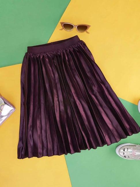 pantaloons junior maroon cotton regular fit skirt