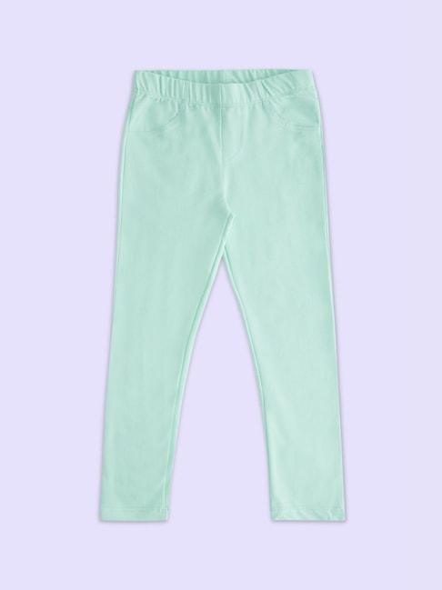 pantaloons junior mint green cotton regular fit jeggings