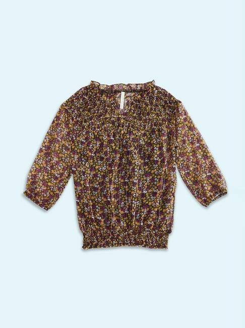 pantaloons-junior-multicolor-cotton-floral-print-full-sleeves-top-set