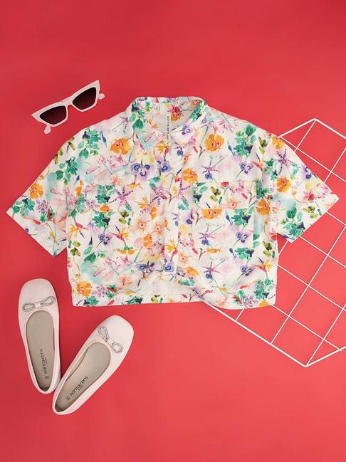 pantaloons junior multicolor cotton floral print top