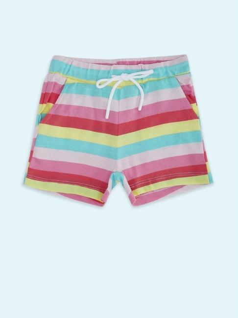 pantaloons junior multicolor cotton striped shorts