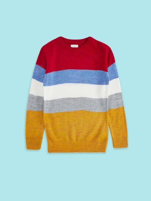 pantaloons junior multicolor striped full sleeves sweater