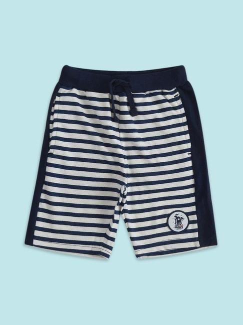 pantaloons junior navy & white cotton striped shorts