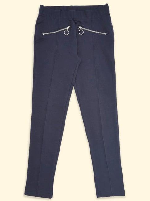 pantaloons junior navy cotton regular fit jeggings