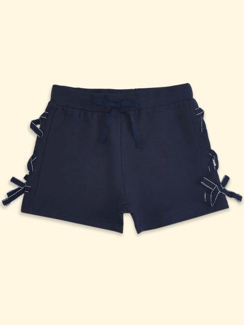 pantaloons junior navy cotton regular fit shorts