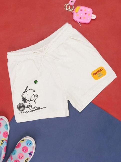 pantaloons-junior-off-white-cotton-printed-shorts