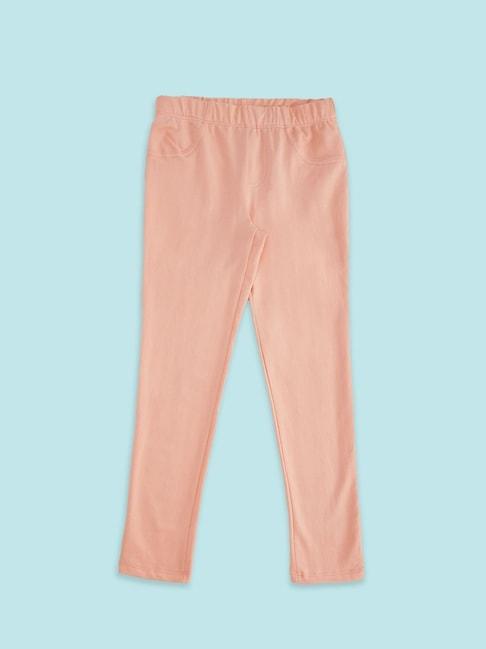 pantaloons junior peach cotton regular fit jeggings