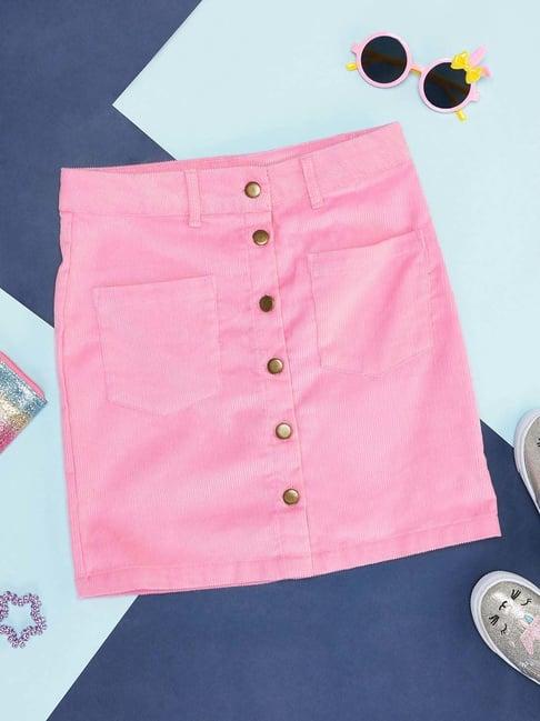 pantaloons-junior-pink-regular-fit-skirt