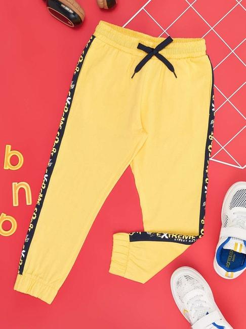pantaloons junior primrose yellow cotton printed joggers