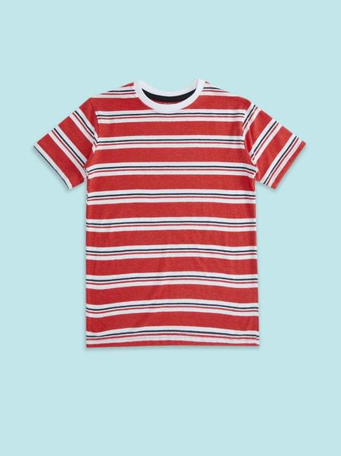pantaloons junior red cotton striped t-shirt