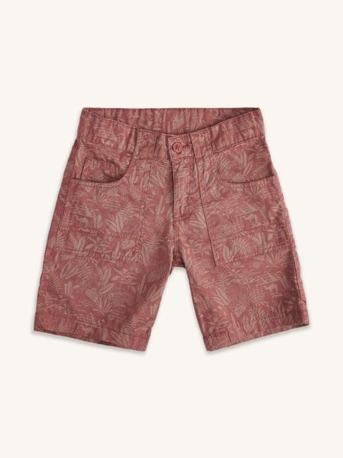 pantaloons junior rust cotton printed shorts