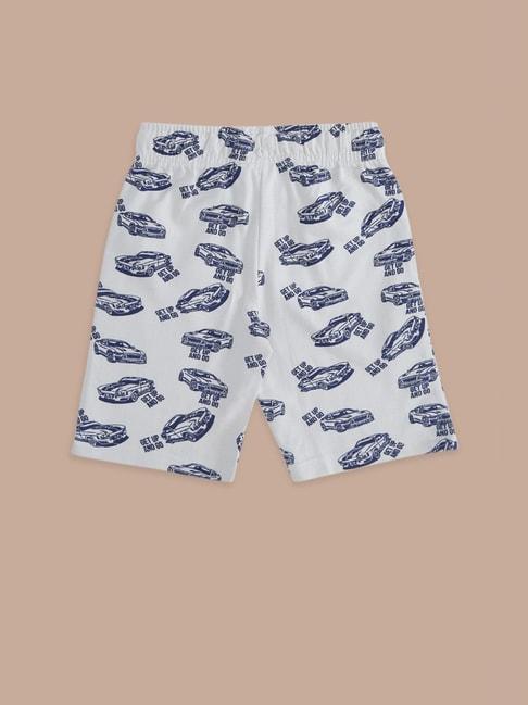 pantaloons junior white & blue cotton printed shorts