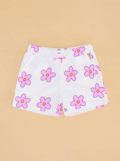 pantaloons-junior-white-floral-print-shorts