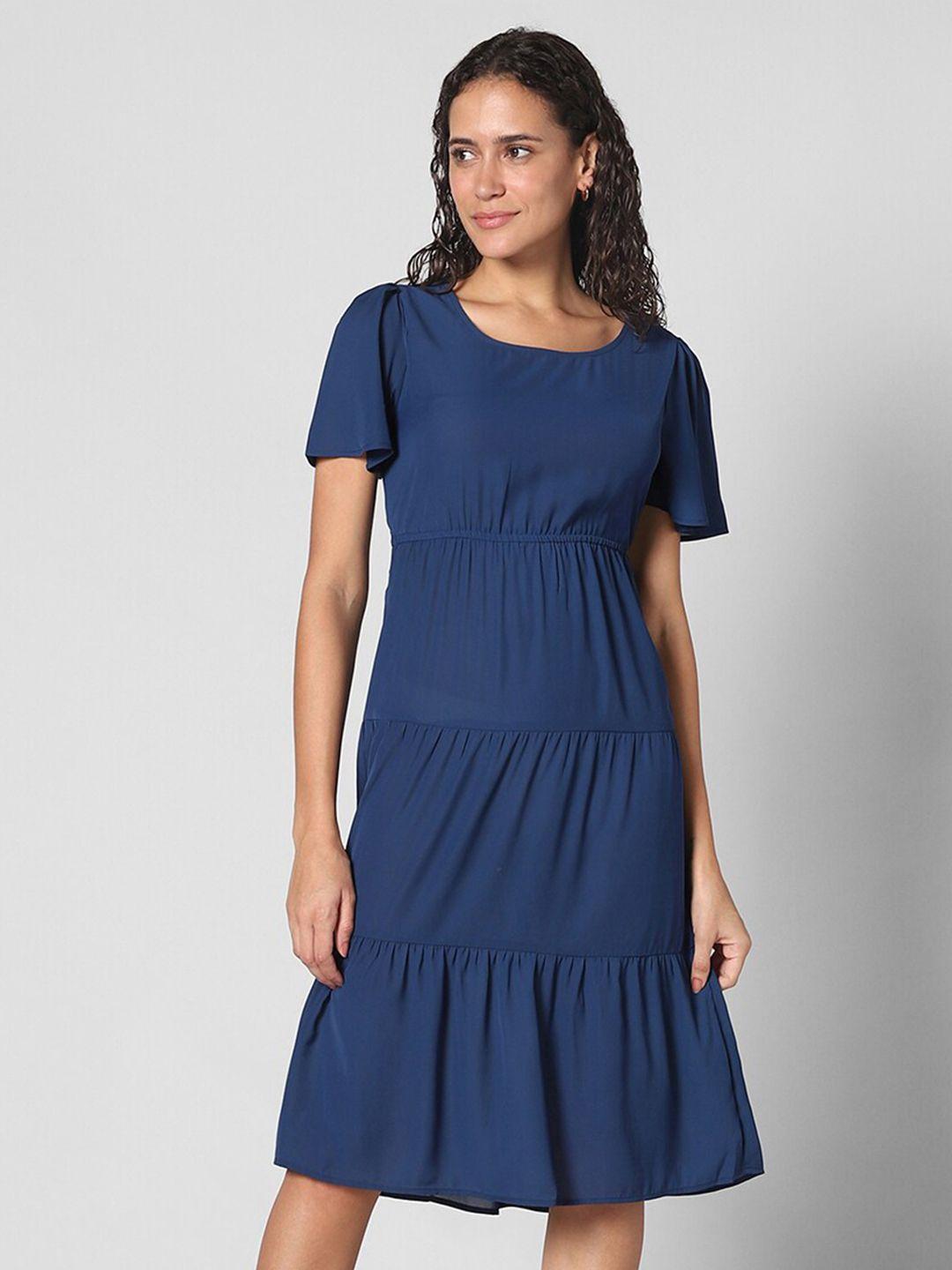pantaloons round neck tiered fit & flare dress