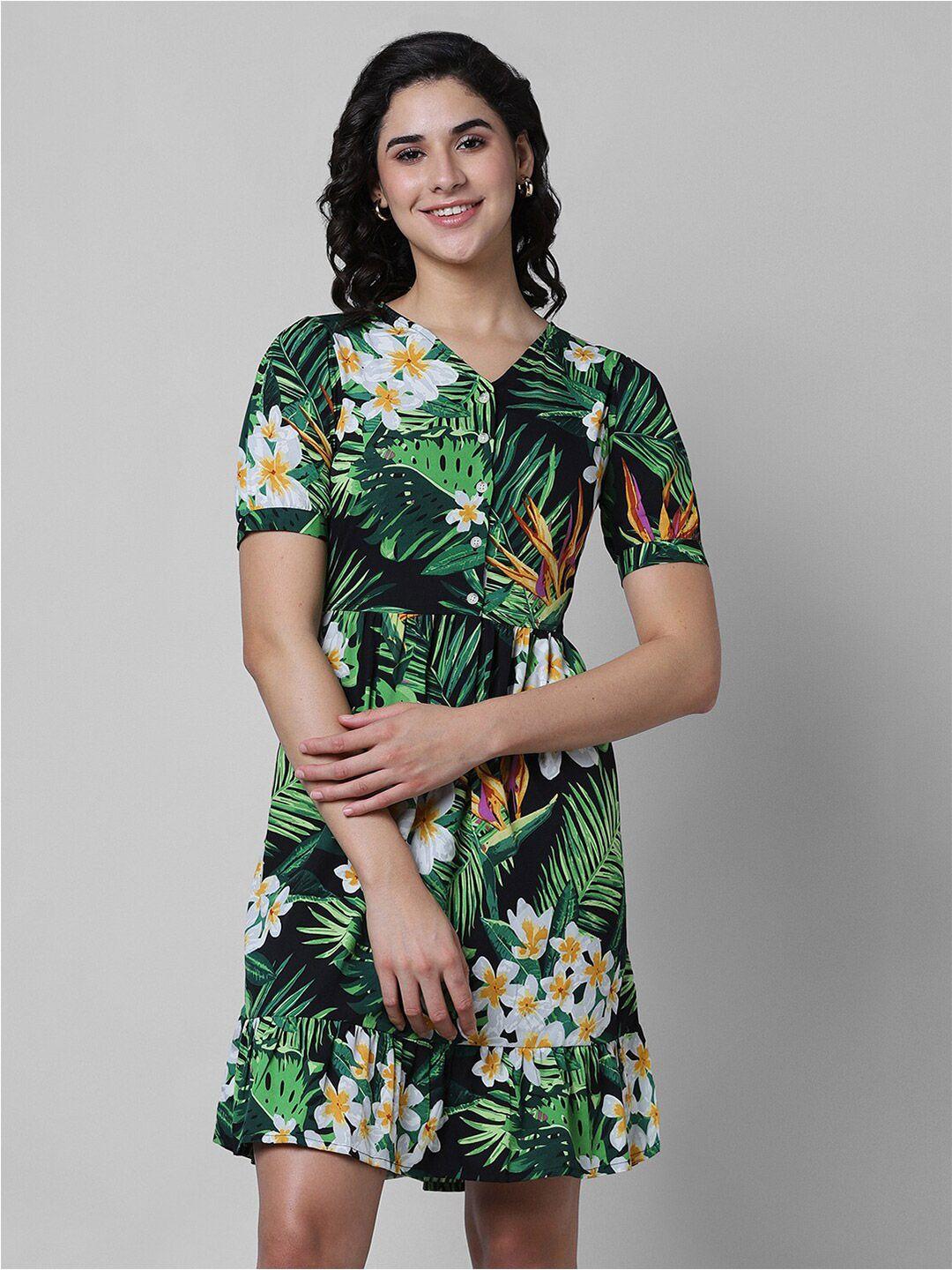 pantaloons tropical printed a-line dress