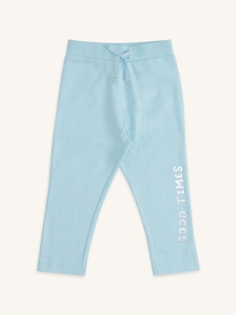 pantaloons baby blue cotton printed trackpants