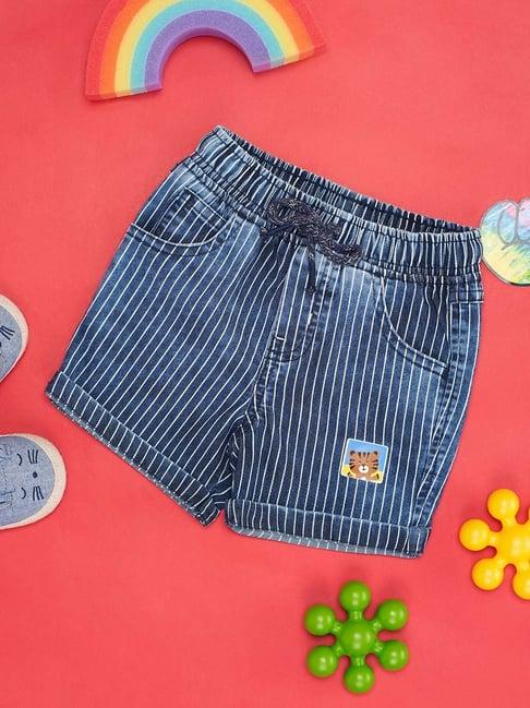 pantaloons baby blue striped shorts