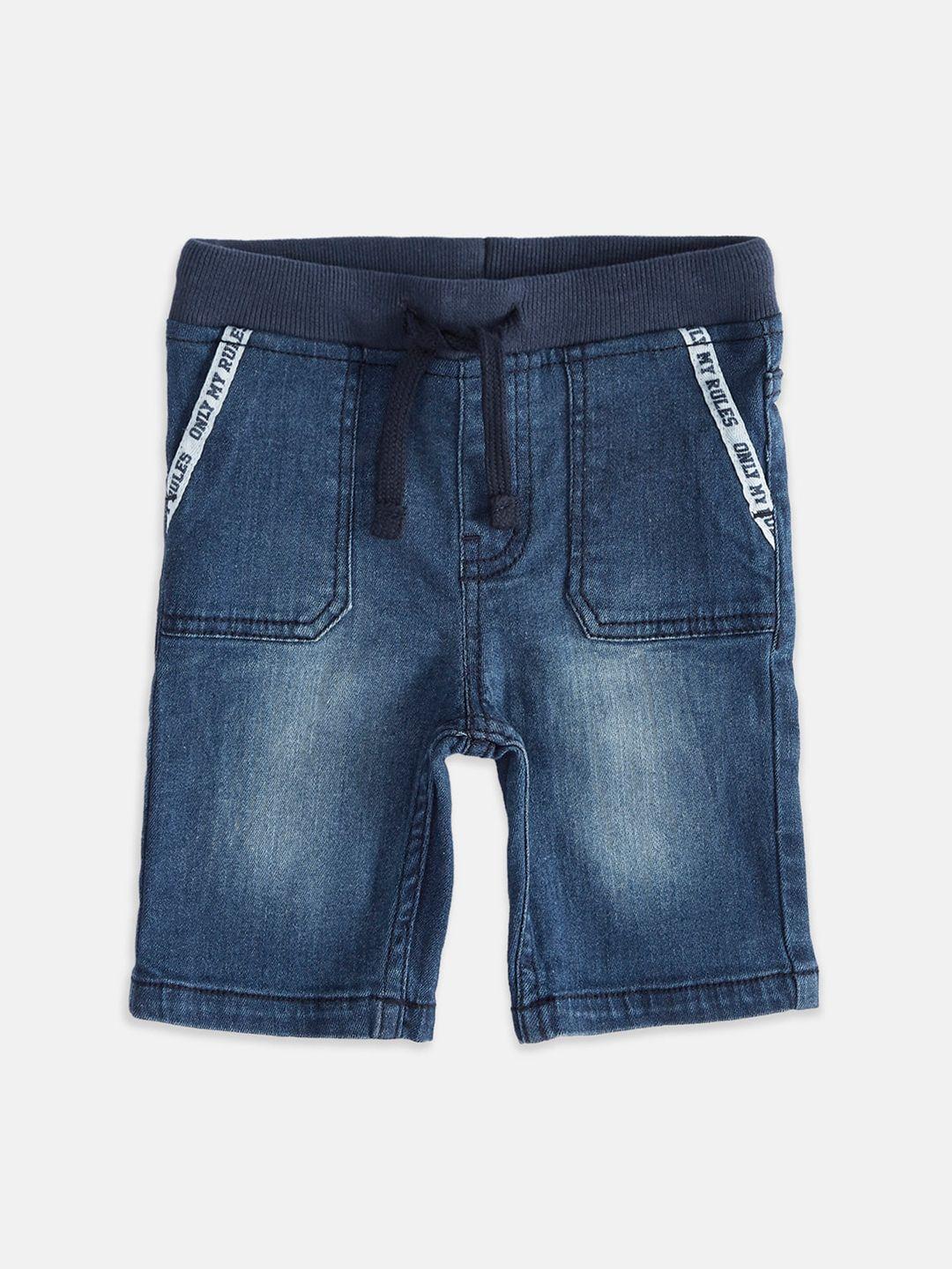pantaloons baby boys blue solid faded fashion pure cotton shorts