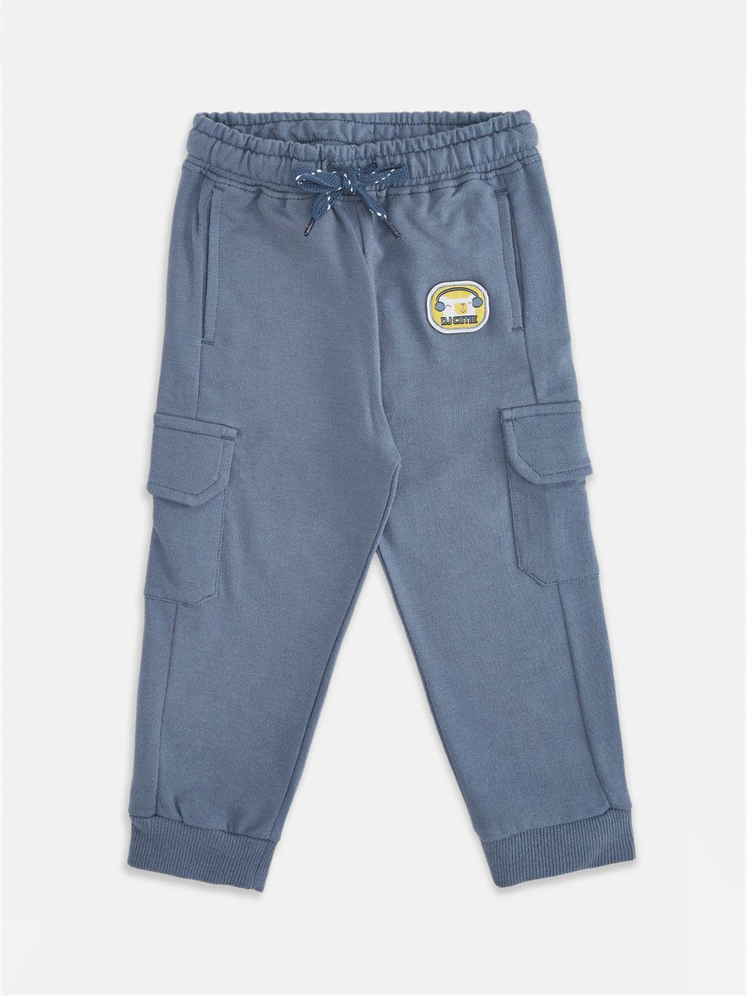pantaloons baby boys blue solid relaxed-fit track pants