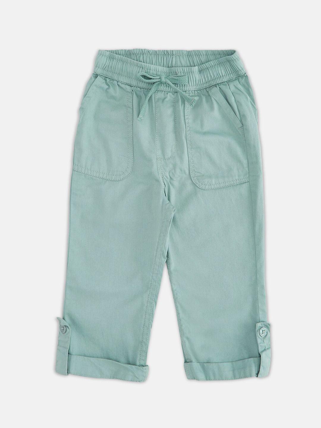 pantaloons baby boys green mid rise trousers