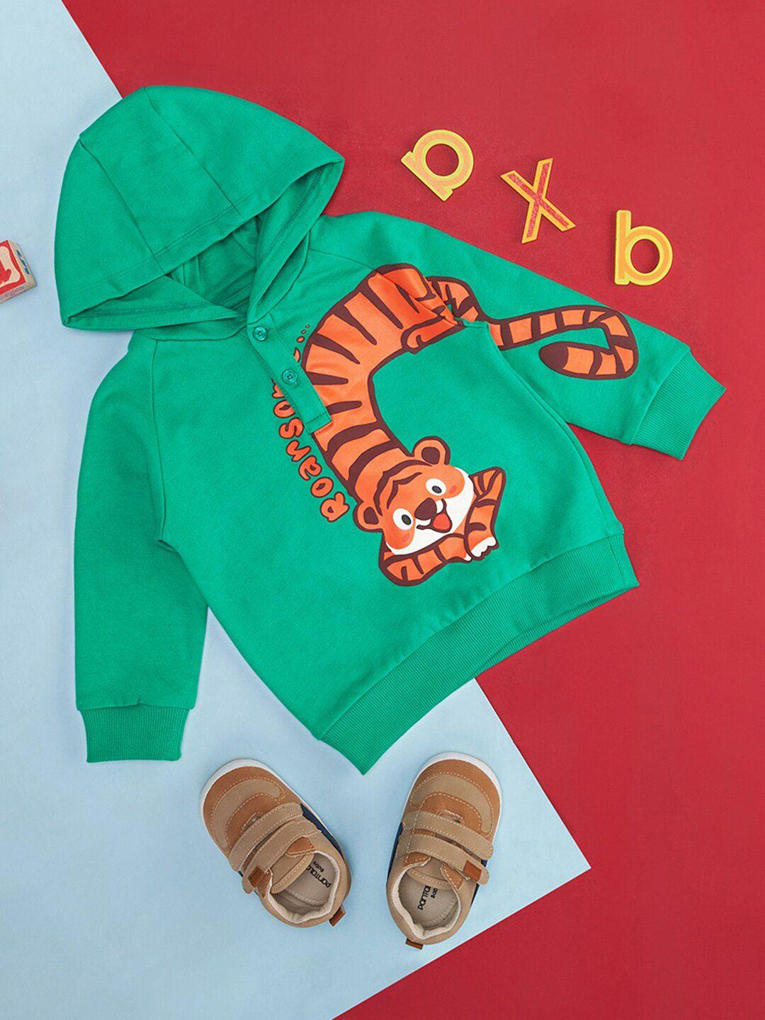 pantaloons baby boys green printed sweatshirt