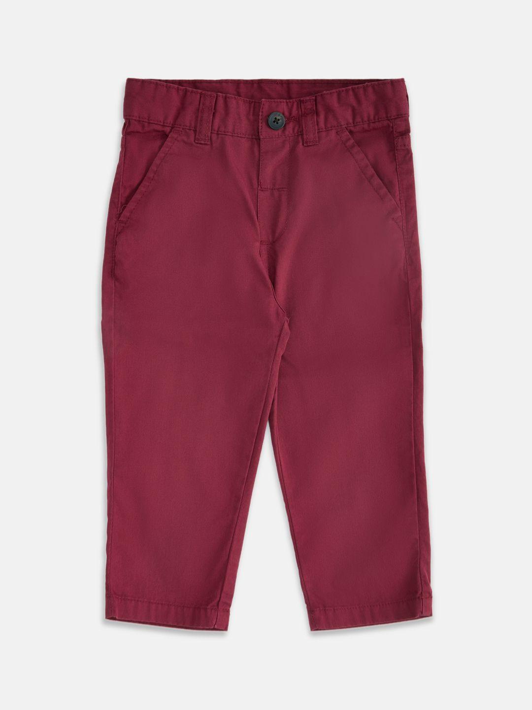 pantaloons baby boys maroon low-rise chinos trousers