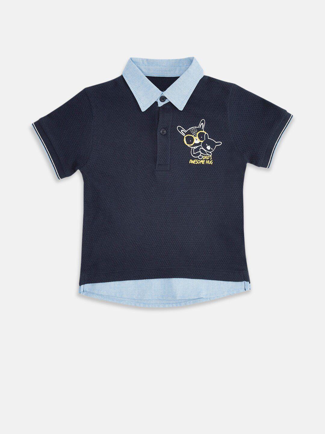 pantaloons baby boys navy blue polo collar cotton t-shirt