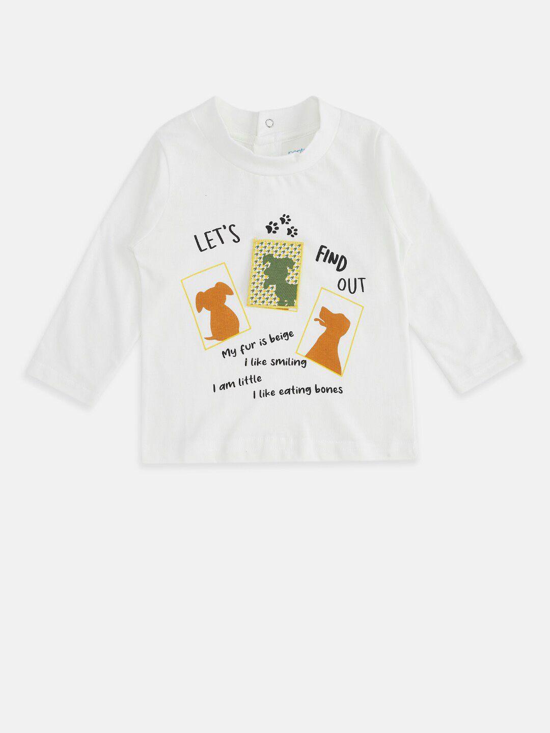 pantaloons baby boys off white printed t-shirt