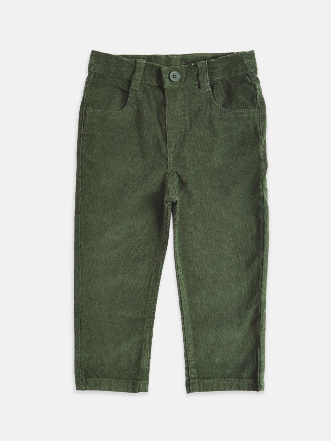 pantaloons baby boys olive solid trousers