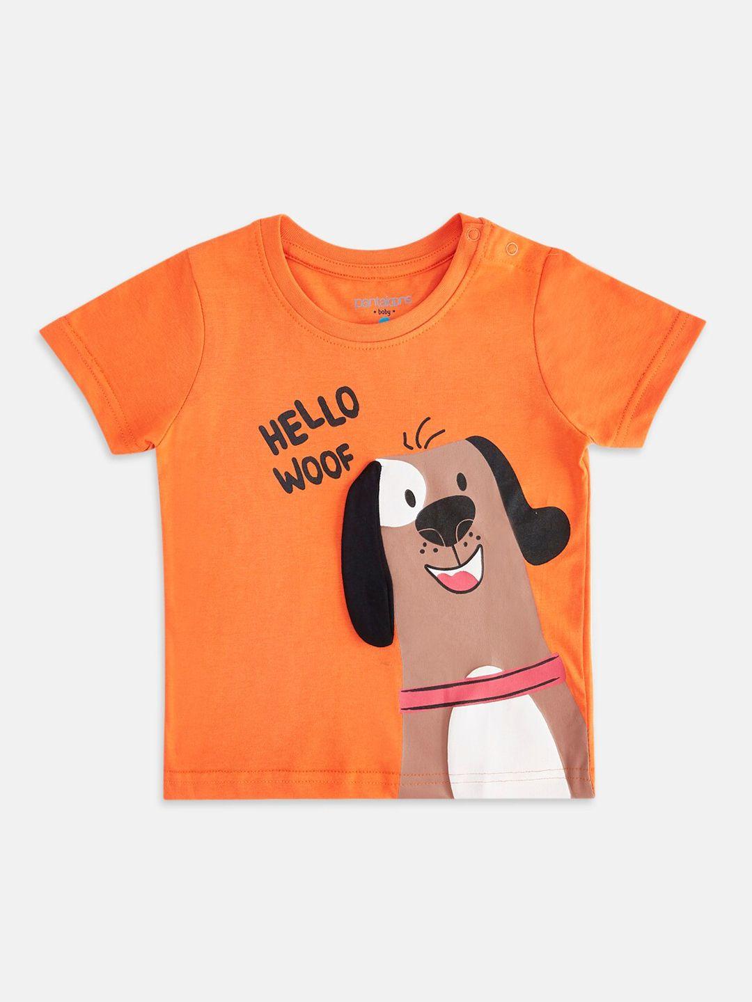 pantaloons baby boys orange printed t-shirt