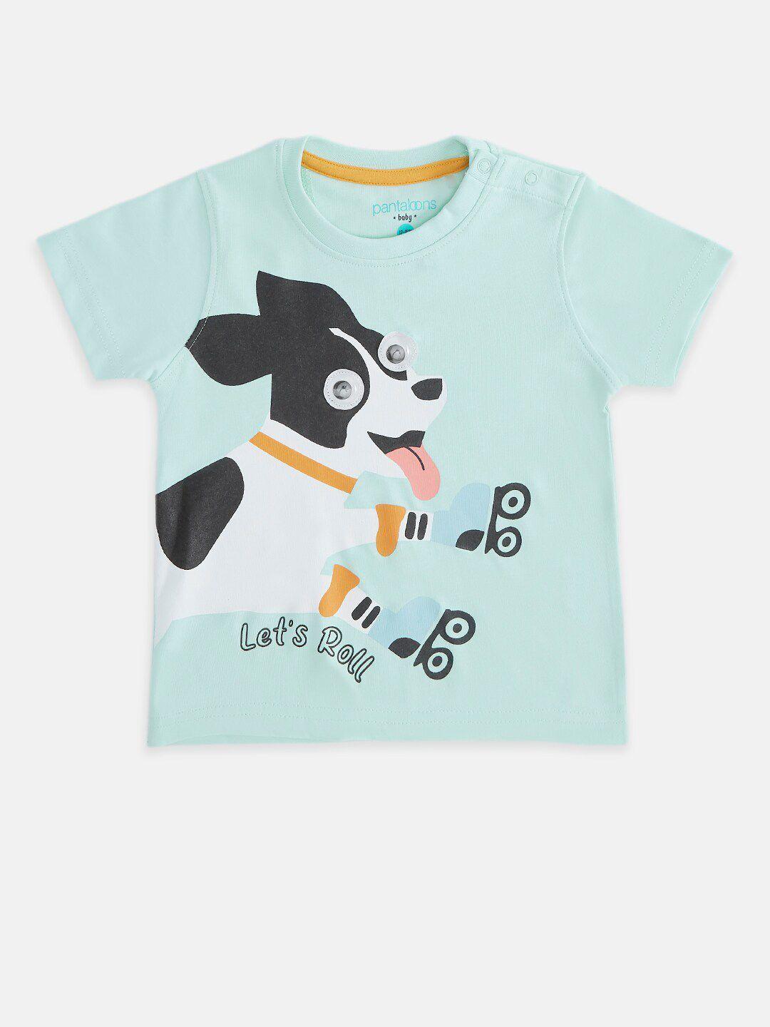 pantaloons baby boys sea green printed t-shirt