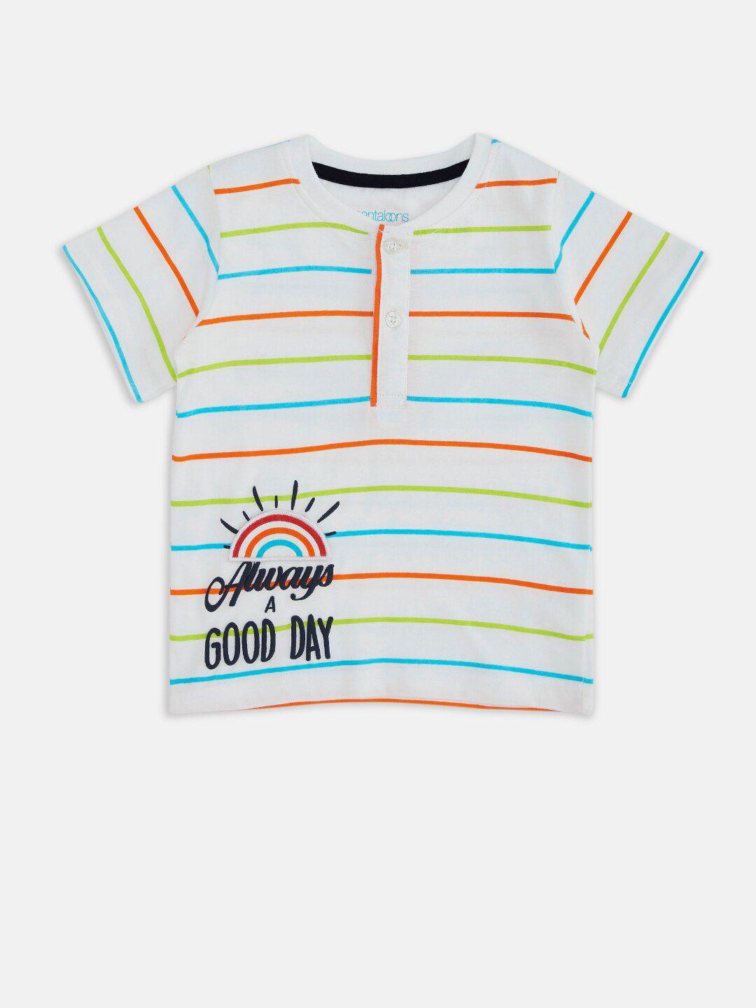 pantaloons baby boys white striped t-shirt