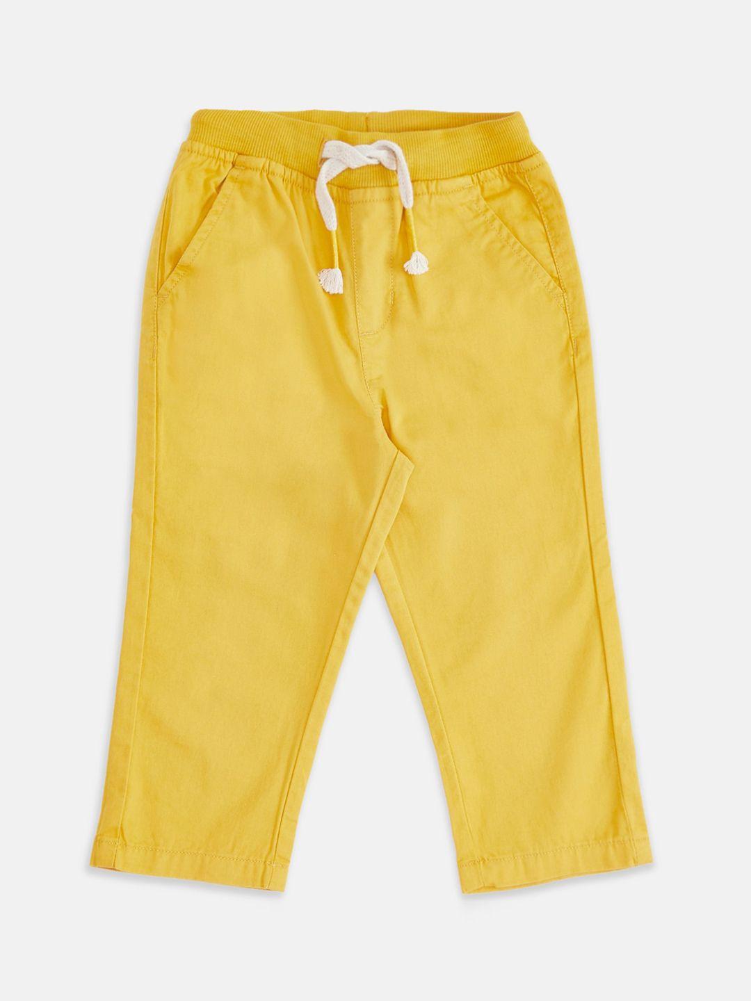 pantaloons baby boys yellow cotton trousers