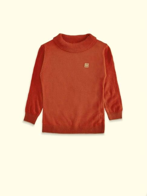 pantaloons baby burnt orange regular fit full sleeves sweater