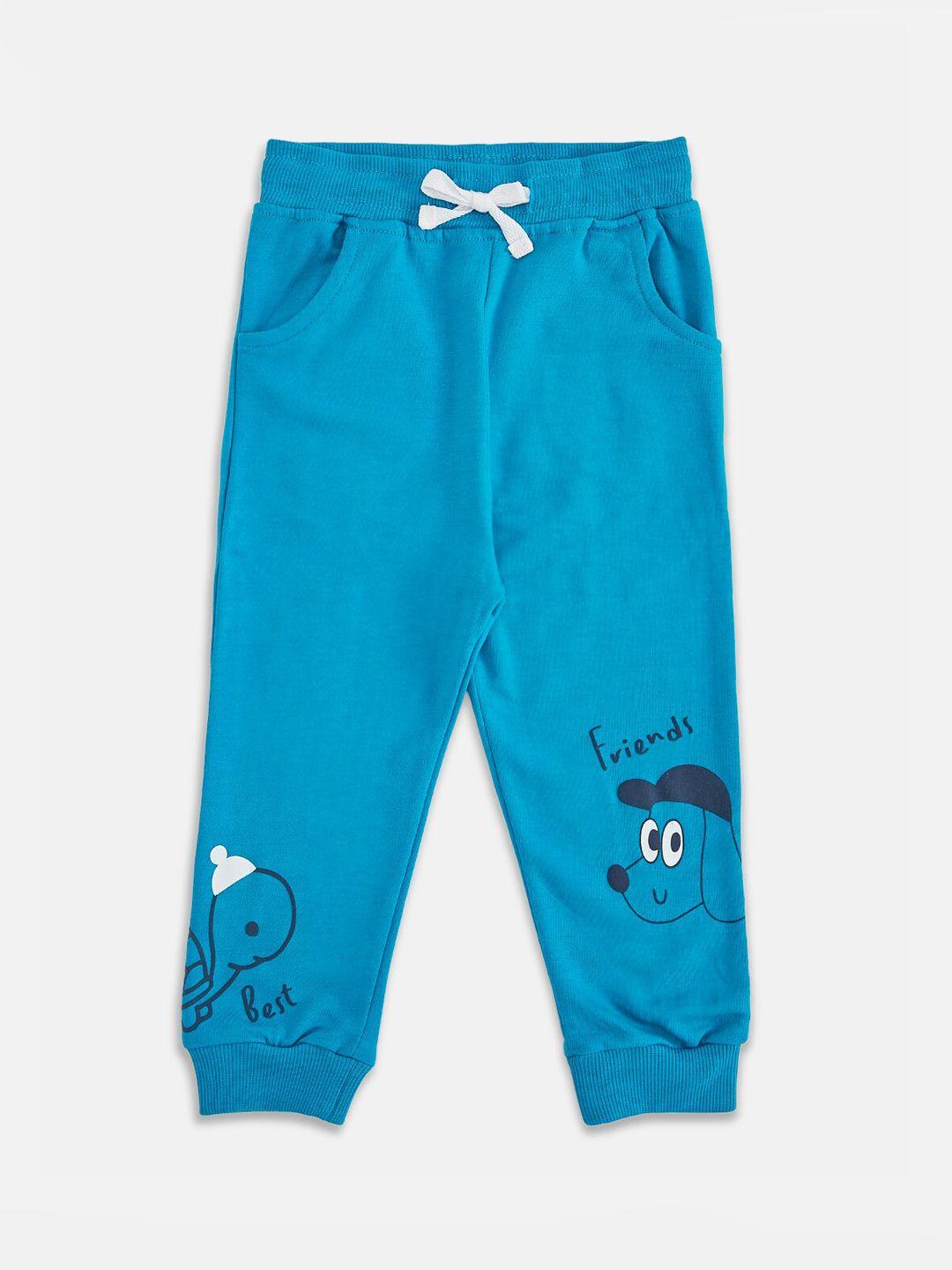 pantaloons baby infants blue printed cotton jogger track pant