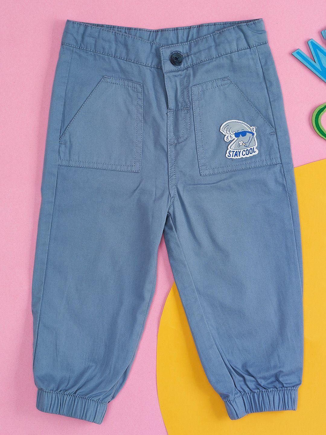 pantaloons baby infants boys blue low-rise cotton joggers