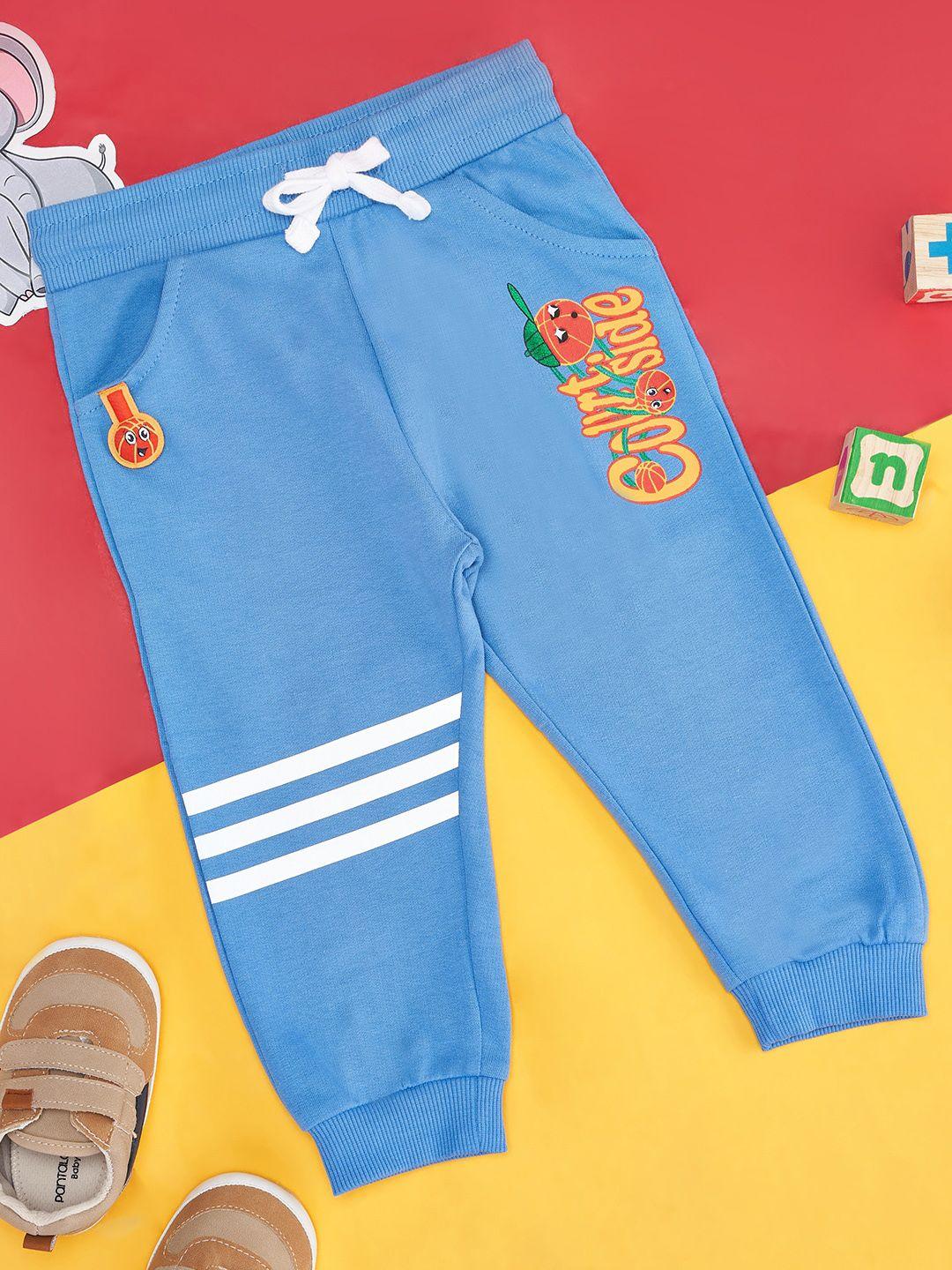 pantaloons baby infants boys typographic printed mid-rise cotton joggers