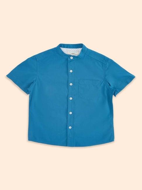 pantaloons baby kids blue cotton regular fit shirt