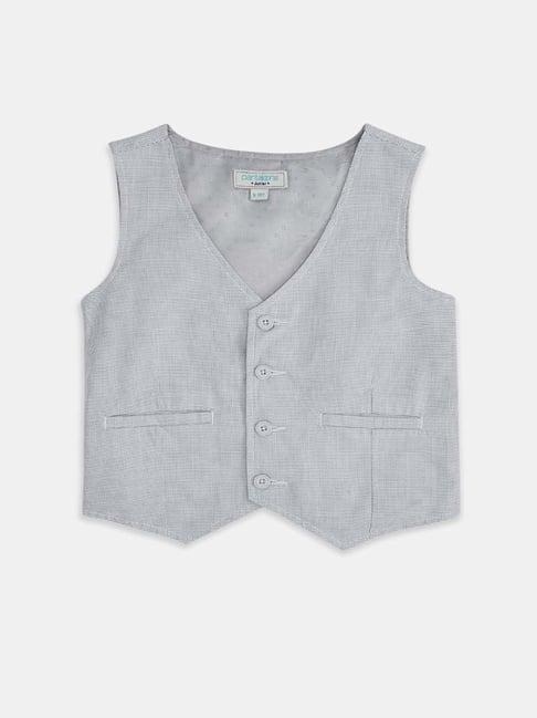 pantaloons baby kids blue cotton self pattern waistcoat