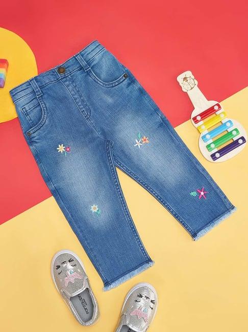 pantaloons baby kids blue embroidered jeans