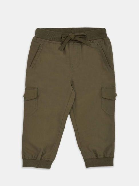 pantaloons baby kids brown cotton regular fit trousers